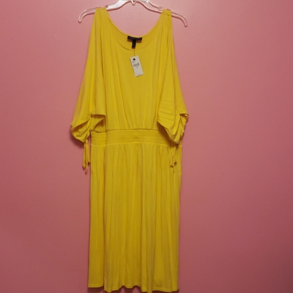 Yellow Cold Shoulder Dress